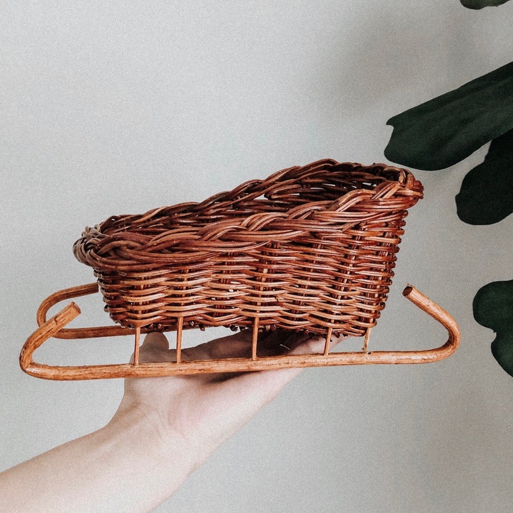 Wicker sleigh boho Christmas decoration